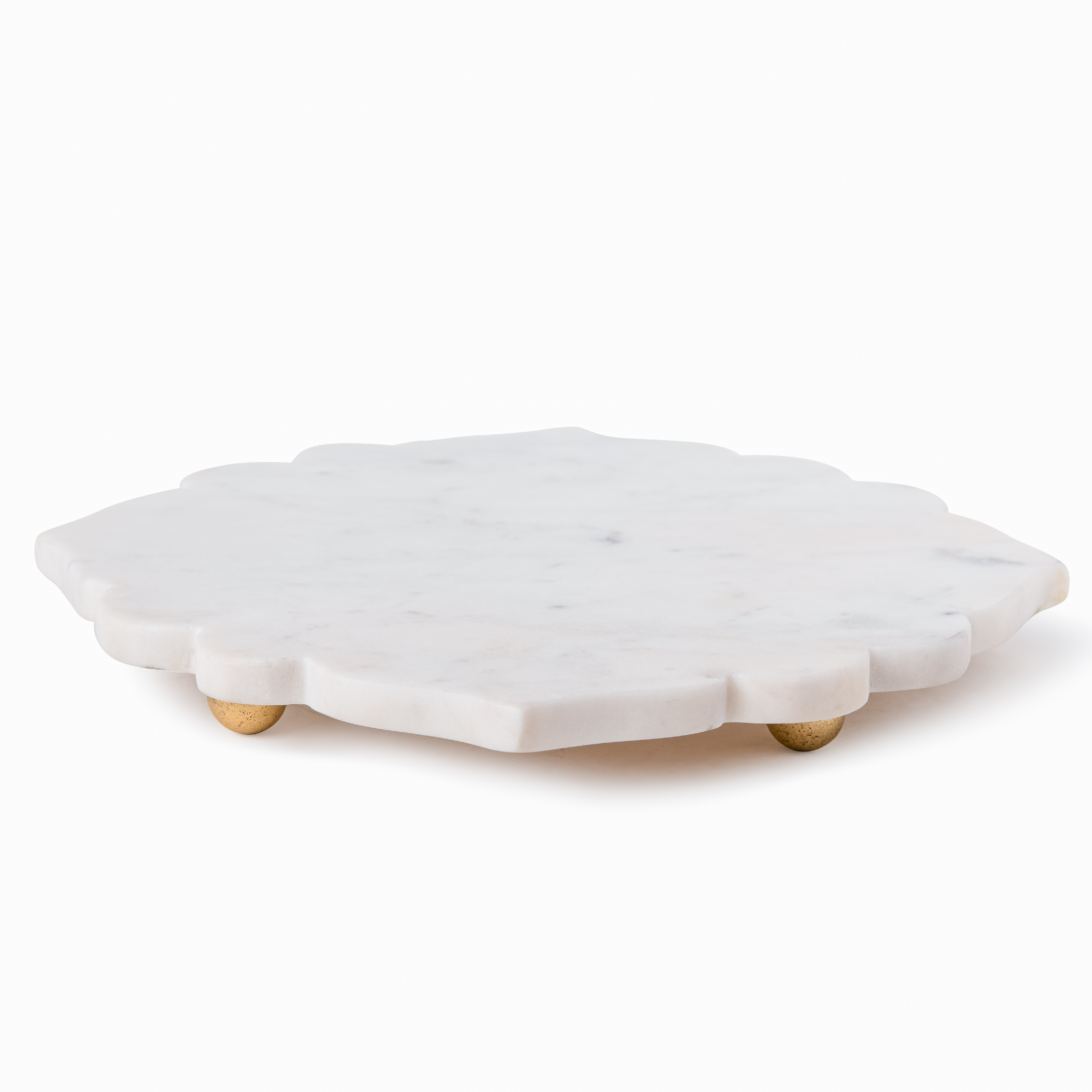 Scallop-Edge Platter with Gold Feet