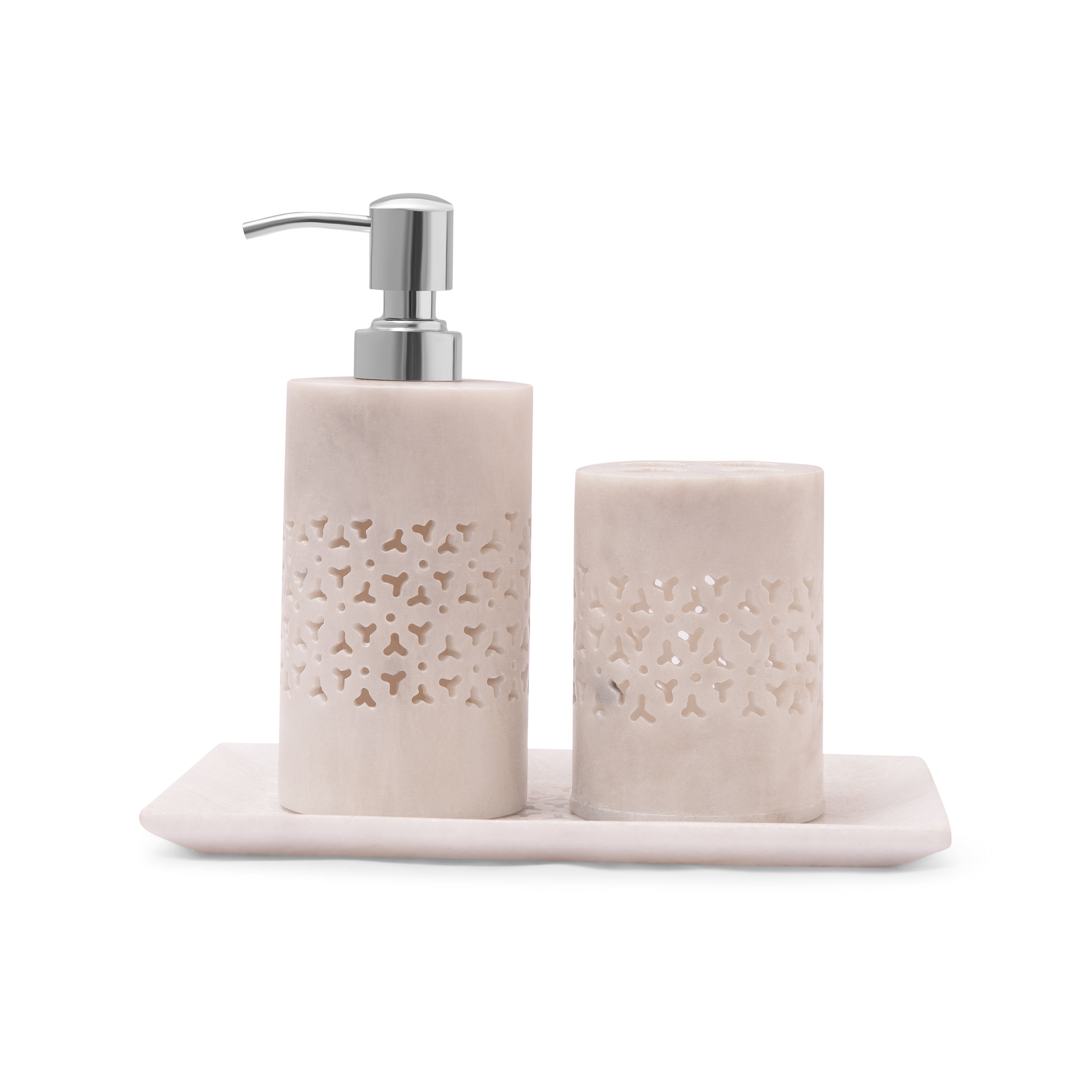 White Marble Bath Set with Jali Carving