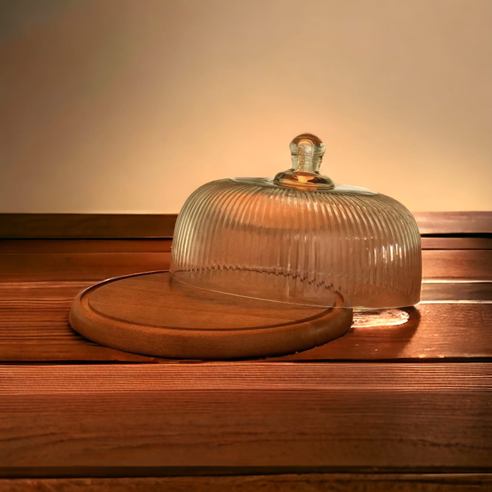 Fluted Glass Cloche Large