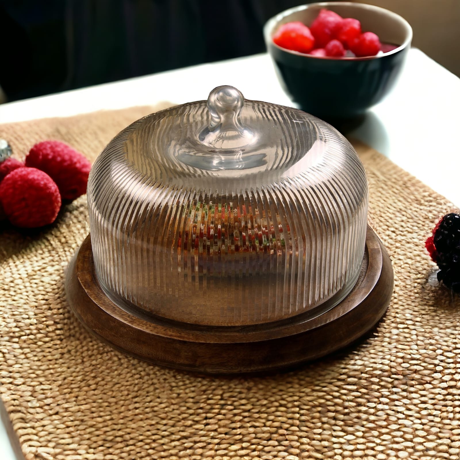 Fluted Glass Cloche Large