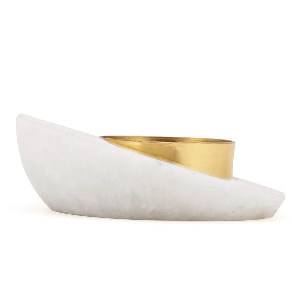 Slanting Marble Diya - 3 inch-Set of 2