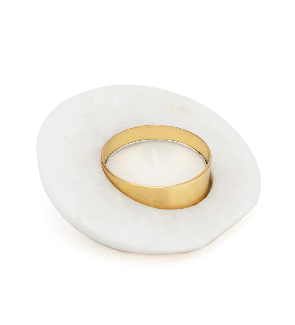 Slanting Marble Diya - 3 inch-Set of 2