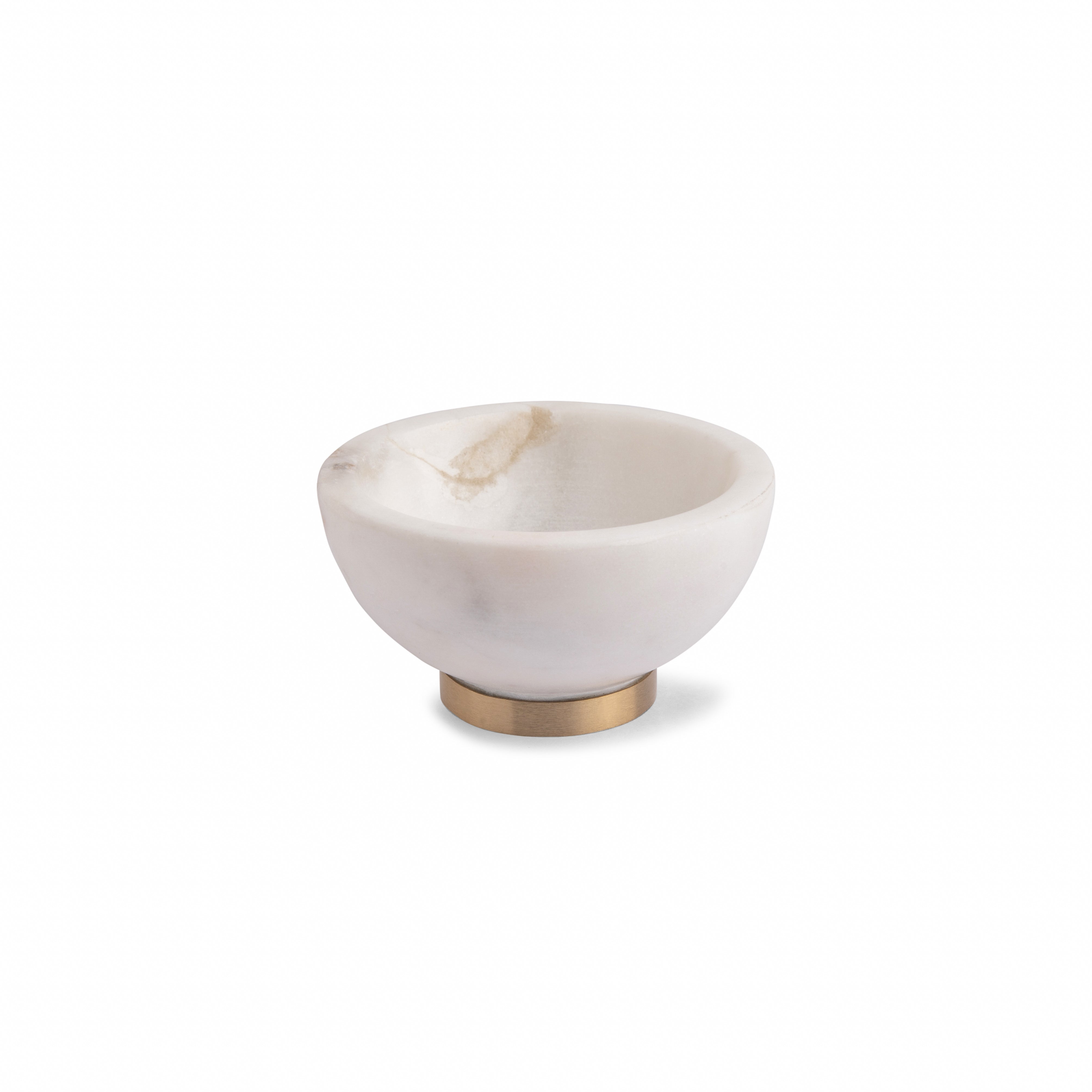 Marble Pinch Bowl with Brass Base