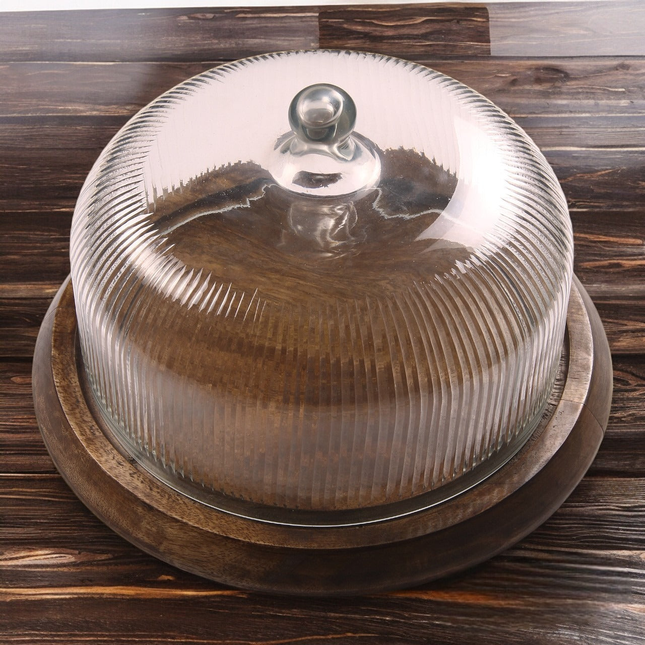 Fluted Glass Cloche Large