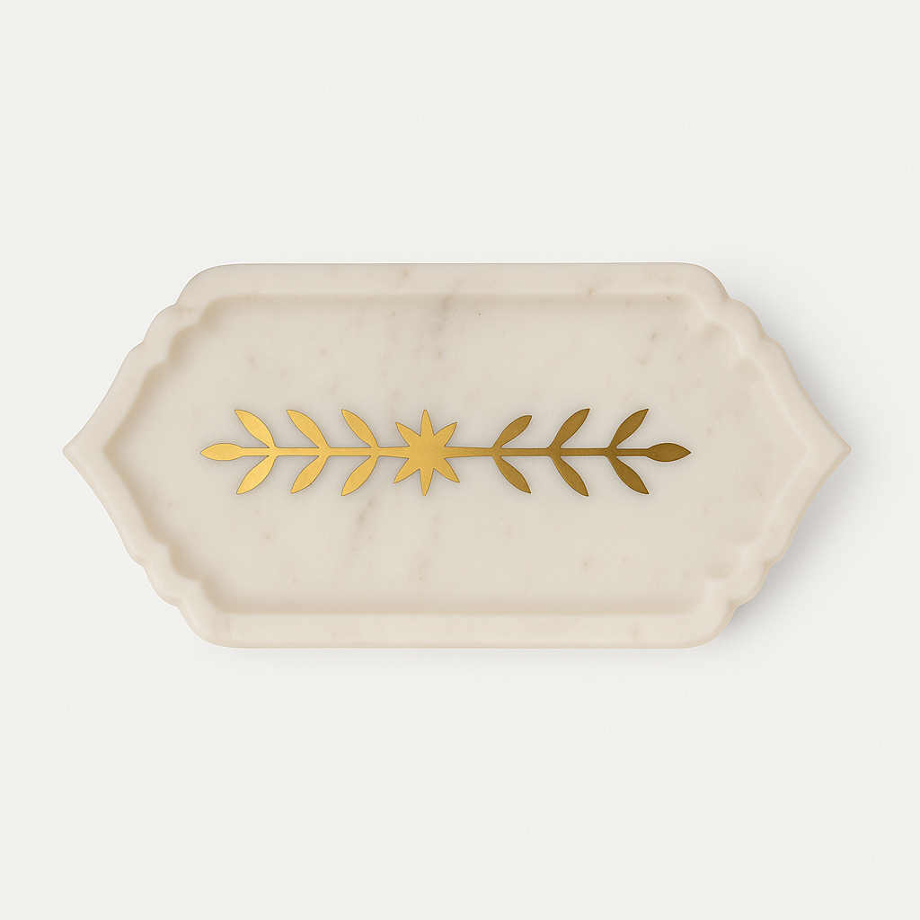 Marble Platter with Gold Leaf Inlay