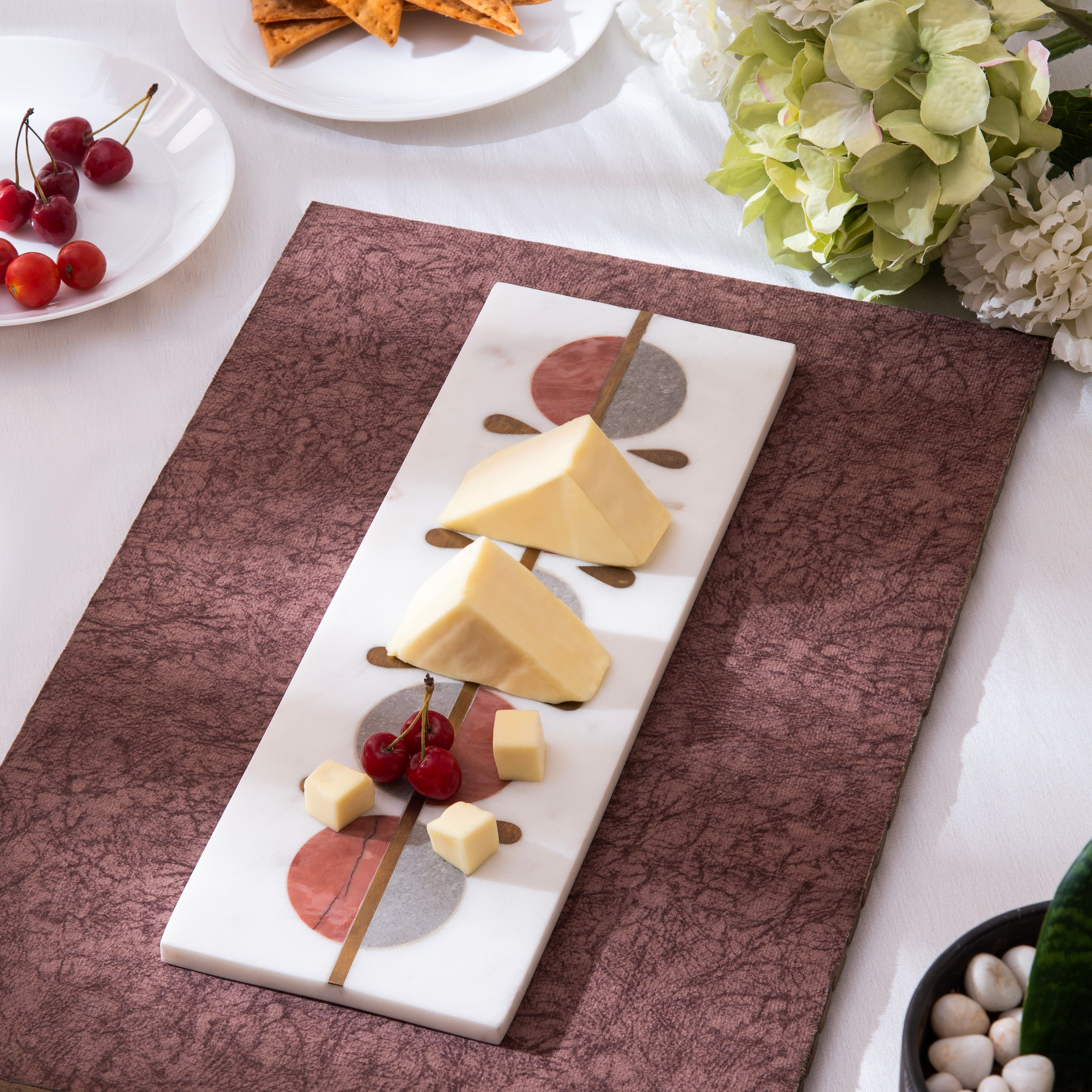 Geometric Inlay Marble Cheese & Serving Platter