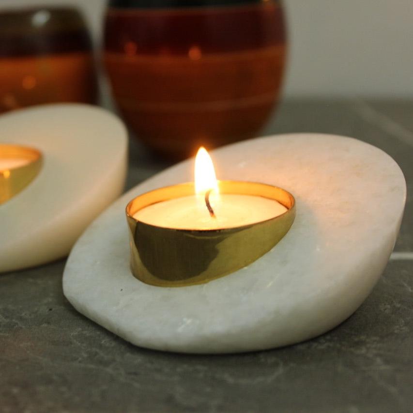 Slanting Marble Diya - 3 inch