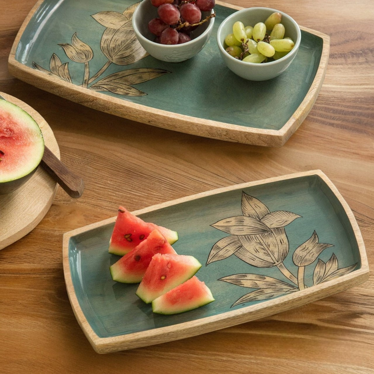 Wooden Hand painted Serving Platter