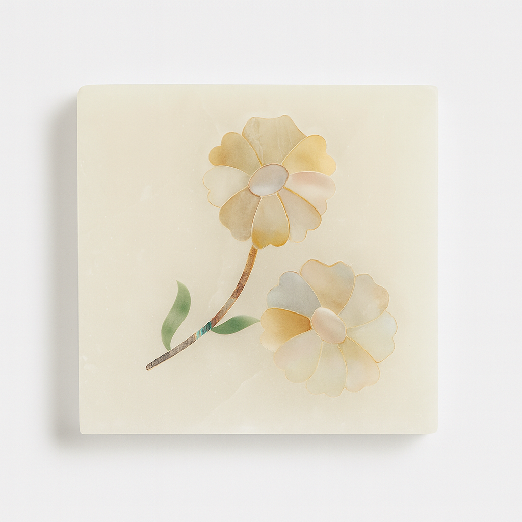 Marble & Mother of Pearl Coaster-Set of 2