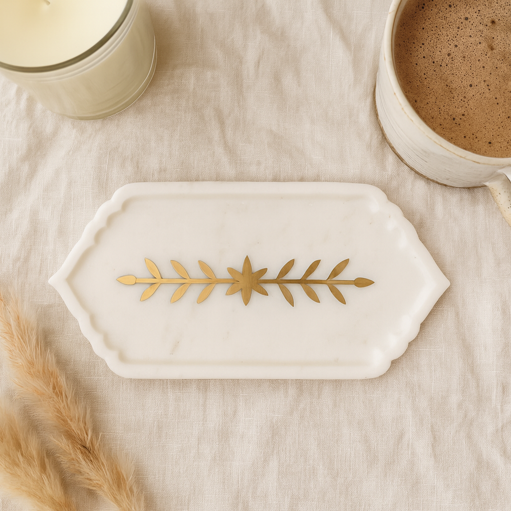 Marble Platter with Gold Leaf Inlay