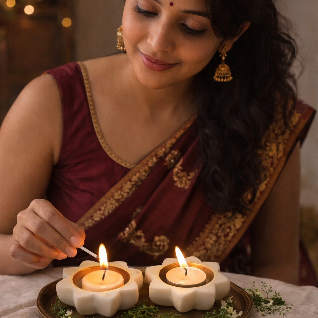 Flower Pooja Diya-set of 2
